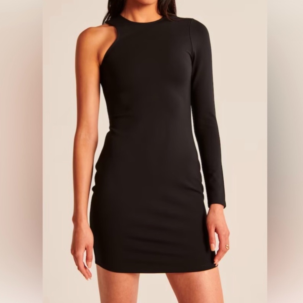 Abercrombie & Fitch Asymmetrical One-Shoulder Ponte Dress. Black XS.